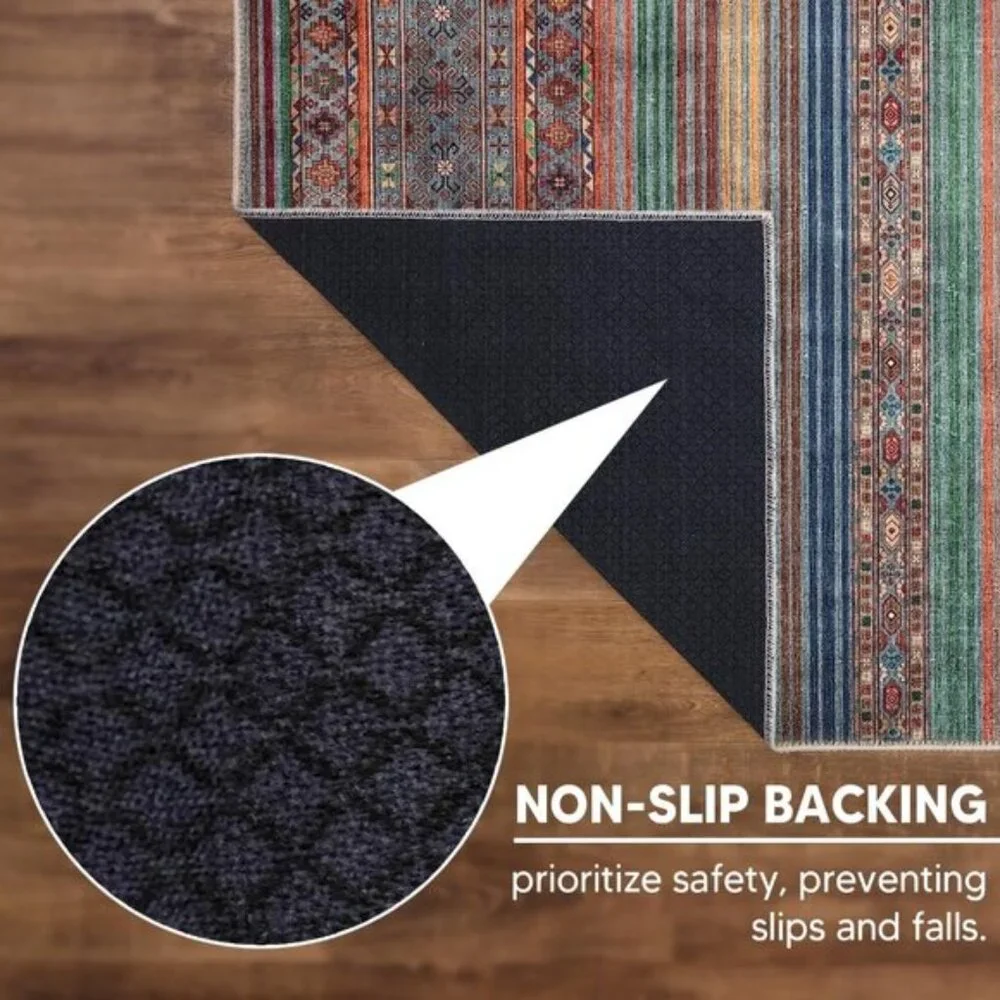 3x5 Washable Entry Rug, Non-Slip, Low Pile, Vintage, Durable for High Traffic